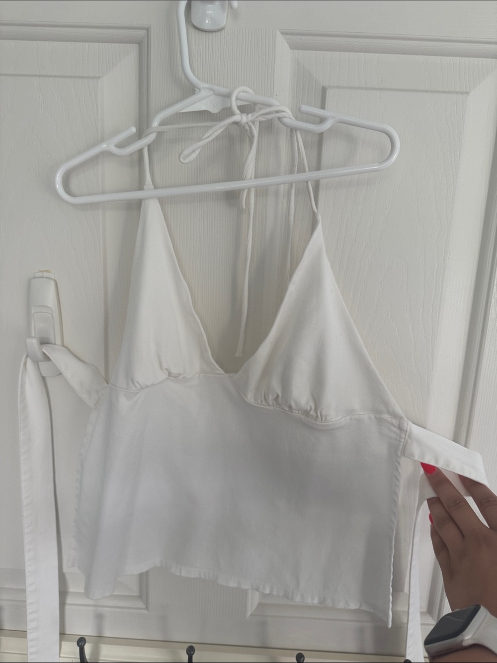 Garage going out top White Halter Crop Top with Tie Back (WORN ONCE)